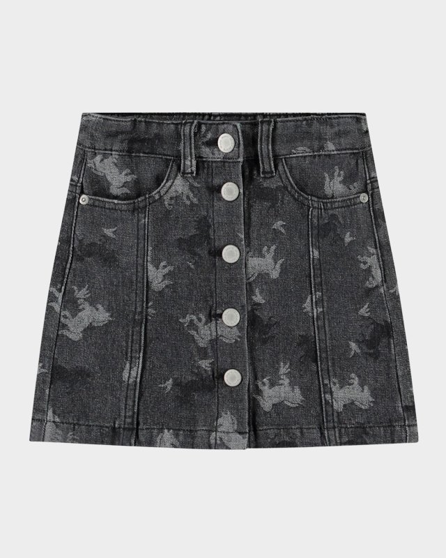 Girl's Bera Printed Denim Mini Skirt, Size 3T-6